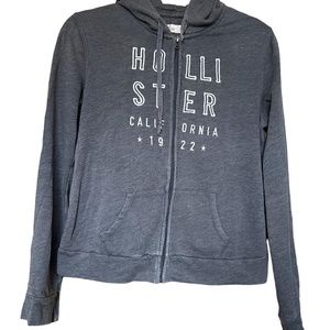 Hollister dark grey zip up logo jacket